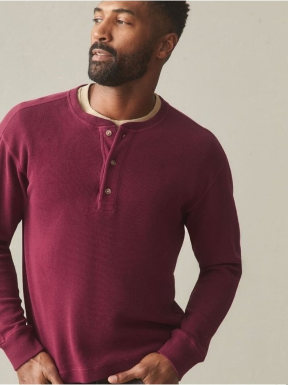 American Giant Men's French Rib Henley Pullover New Medium USA Outdoor